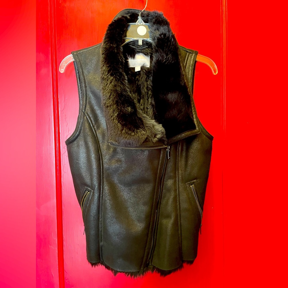 Banana Republic faux suede/fur moto vest
